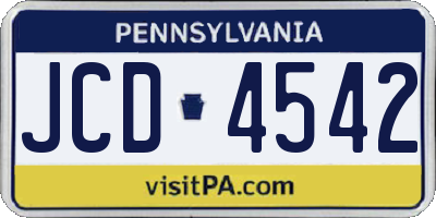 PA license plate JCD4542