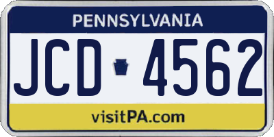 PA license plate JCD4562