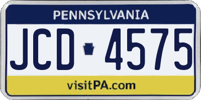 PA license plate JCD4575