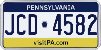 PA license plate JCD4582