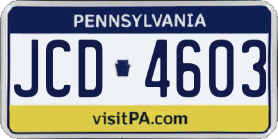 PA license plate JCD4603