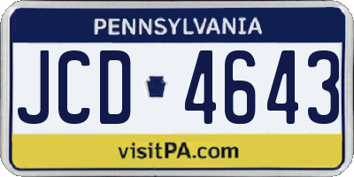 PA license plate JCD4643
