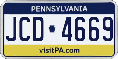 PA license plate JCD4669