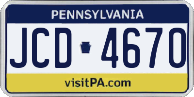 PA license plate JCD4670