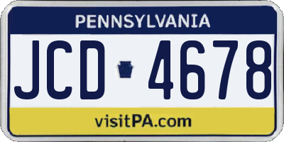 PA license plate JCD4678