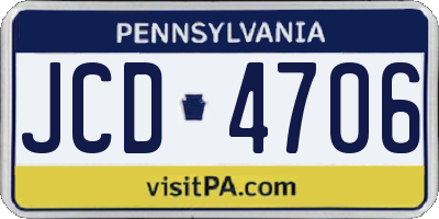 PA license plate JCD4706