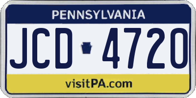 PA license plate JCD4720