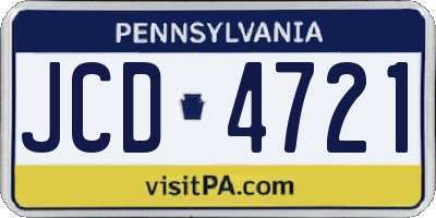 PA license plate JCD4721