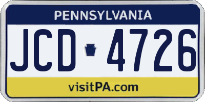 PA license plate JCD4726