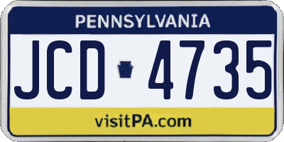 PA license plate JCD4735