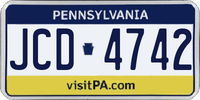 PA license plate JCD4742