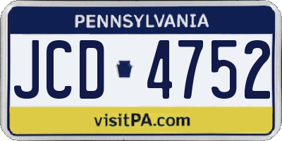 PA license plate JCD4752