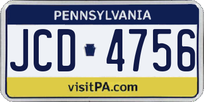 PA license plate JCD4756