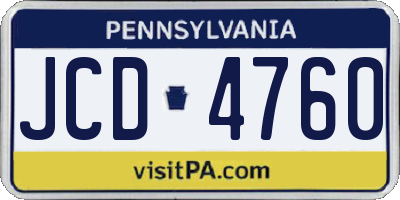 PA license plate JCD4760