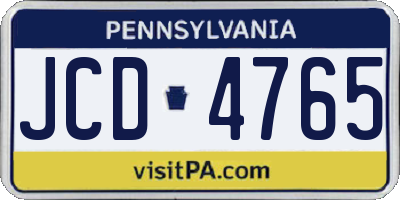 PA license plate JCD4765
