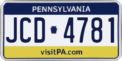 PA license plate JCD4781