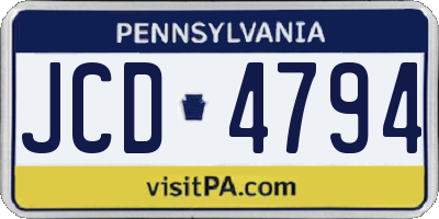 PA license plate JCD4794