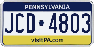 PA license plate JCD4803