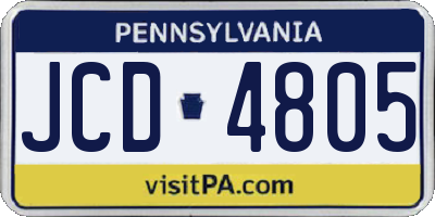 PA license plate JCD4805