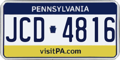 PA license plate JCD4816