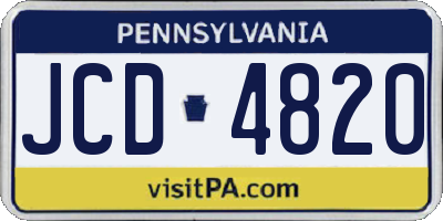 PA license plate JCD4820