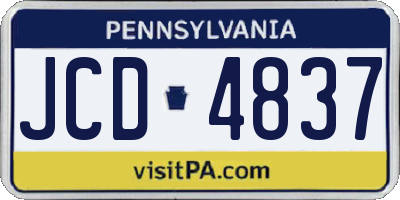 PA license plate JCD4837