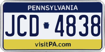 PA license plate JCD4838