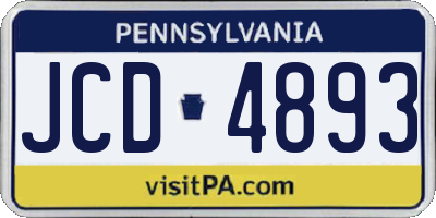 PA license plate JCD4893