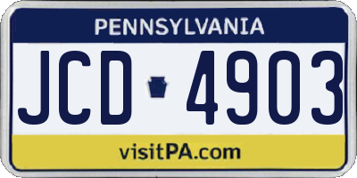 PA license plate JCD4903