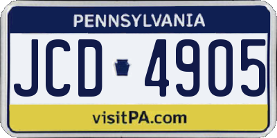 PA license plate JCD4905