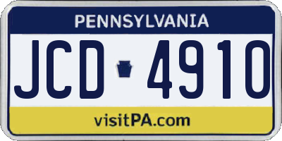 PA license plate JCD4910
