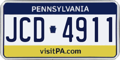 PA license plate JCD4911