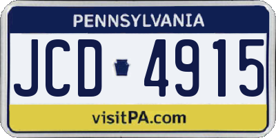 PA license plate JCD4915