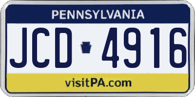 PA license plate JCD4916