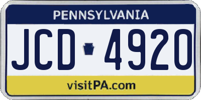 PA license plate JCD4920