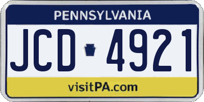 PA license plate JCD4921