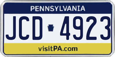 PA license plate JCD4923