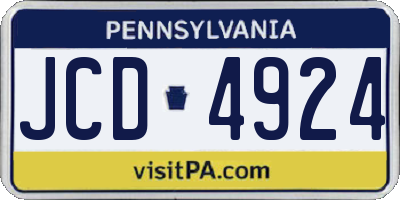 PA license plate JCD4924