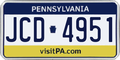 PA license plate JCD4951