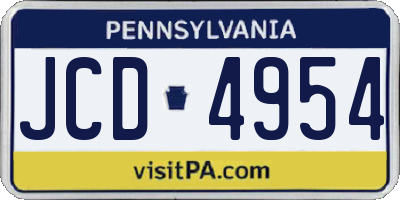 PA license plate JCD4954