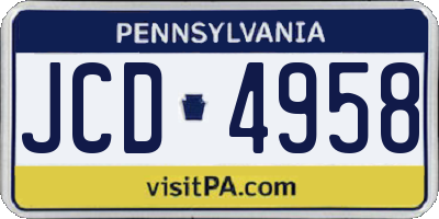 PA license plate JCD4958