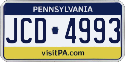 PA license plate JCD4993
