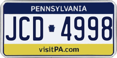 PA license plate JCD4998