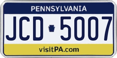 PA license plate JCD5007