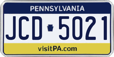 PA license plate JCD5021