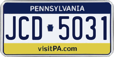 PA license plate JCD5031