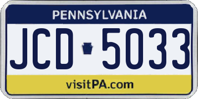PA license plate JCD5033