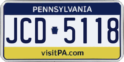 PA license plate JCD5118