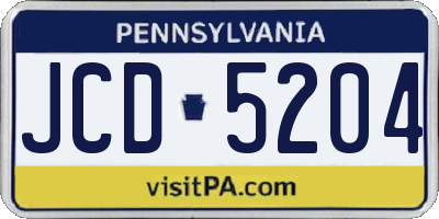 PA license plate JCD5204