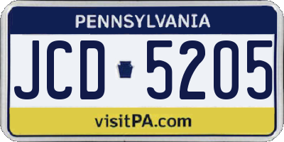 PA license plate JCD5205
